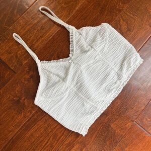 White Textured Crop Top